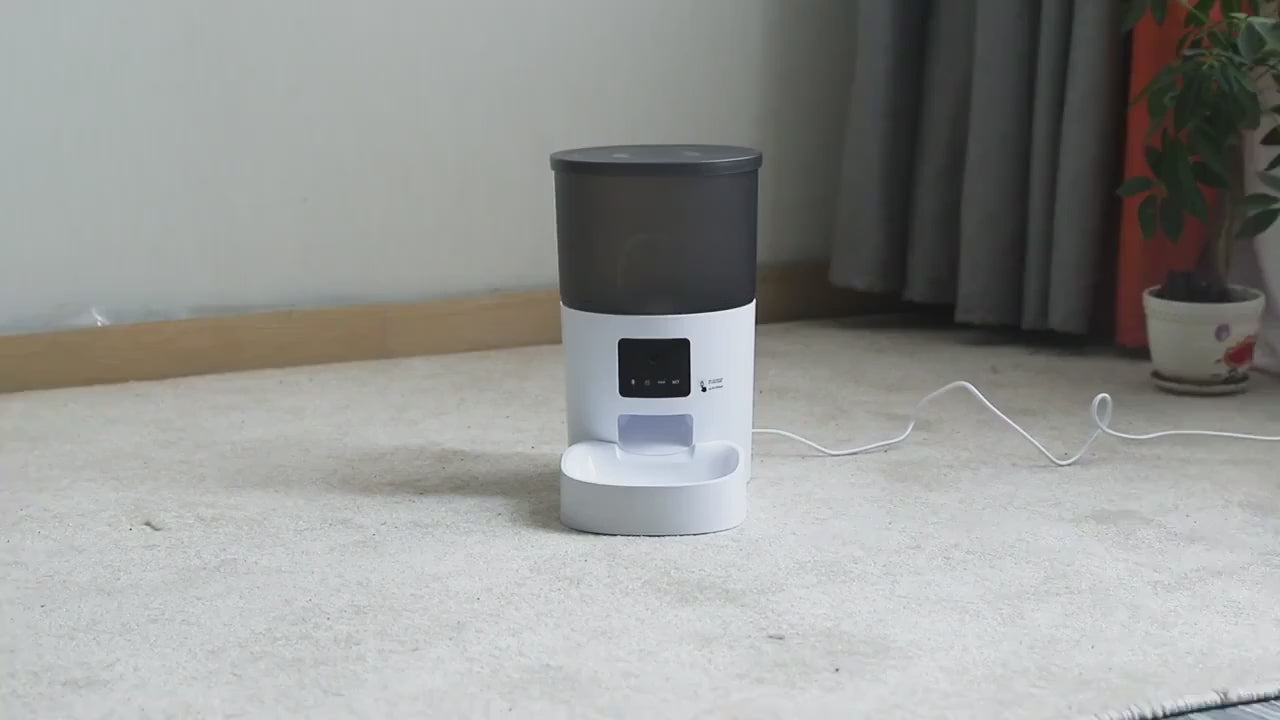 ROJECO-Automatic Cat Feeder with Camera Video, Pet Food Dispenser, Smart Voice Recorder, Remote Control Auto Feeder for Dog